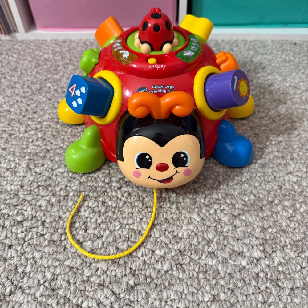 Vtech Crazy Legs Learning Bug Red Shape Sorter Pull Toy Musical Toddler Toy